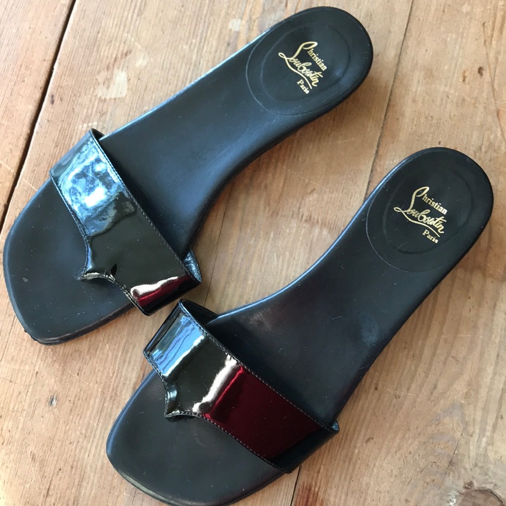 Christian Louboutin black patent sandals